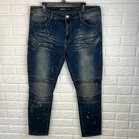 SWITCH REMARKABLE SLIM TAPER FIT Graffiti Denim jeans 36x30 NWT - Picture 1 of 15